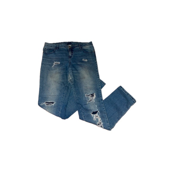 Justice Super Skinny Jeans with Rips (16 1/2) - Picture 1 of 2